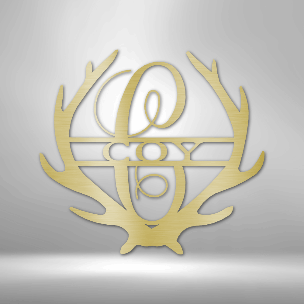 Personalized Antler Monogram Steel Sign Steel Art Wall Metal Decor-Express Your Love Gifts