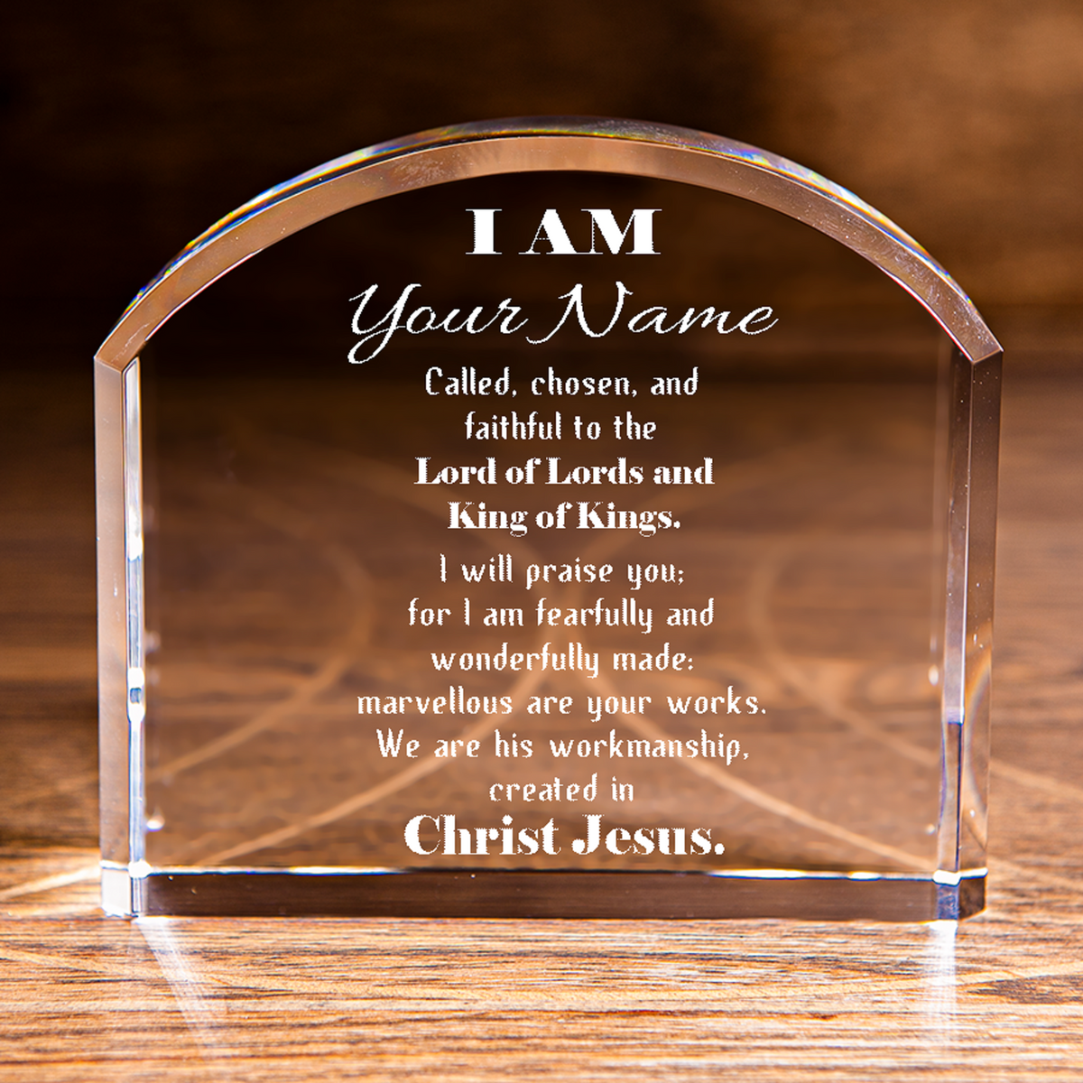 Chosen in Christ&#39;s Workmanship Personalized Christian Gift Arch Top Crystal Christian Gift-Express Your Love Gifts