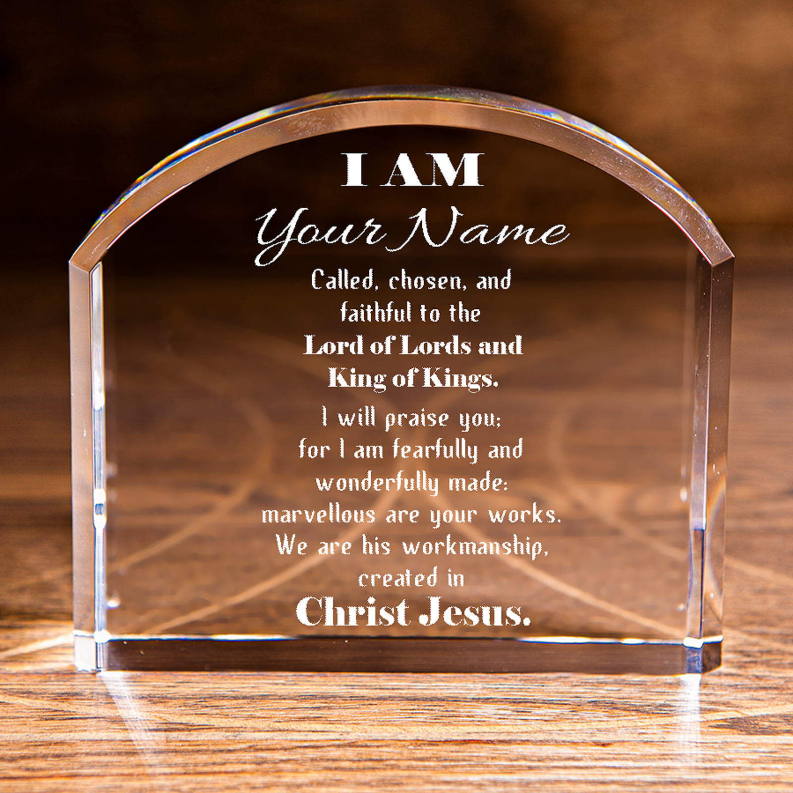 Chosen in Christ's Workmanship Personalized Christian Gift Arch Top Crystal Christian Gift-Express Your Love Gifts