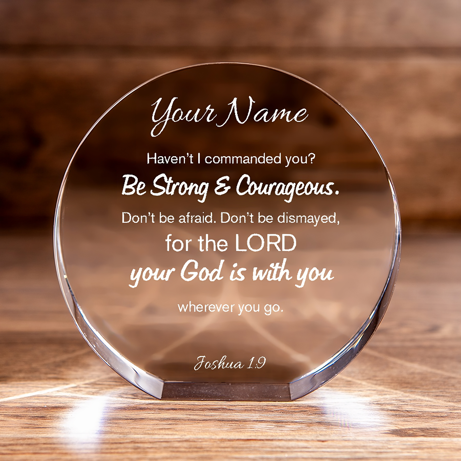 Joshua 1:9 Crystal Circle Personalized Be Bold & Brave Christian Gift-Express Your Love Gifts
