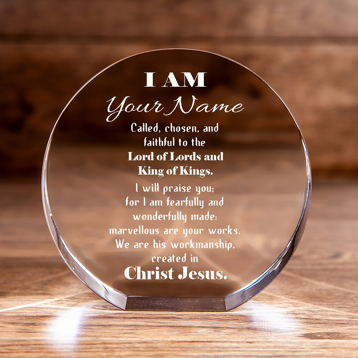 Called Chosen in Christ&#39;s Workmanship Circle Cut Crystal Personalized Christian Gift-Express Your Love Gifts