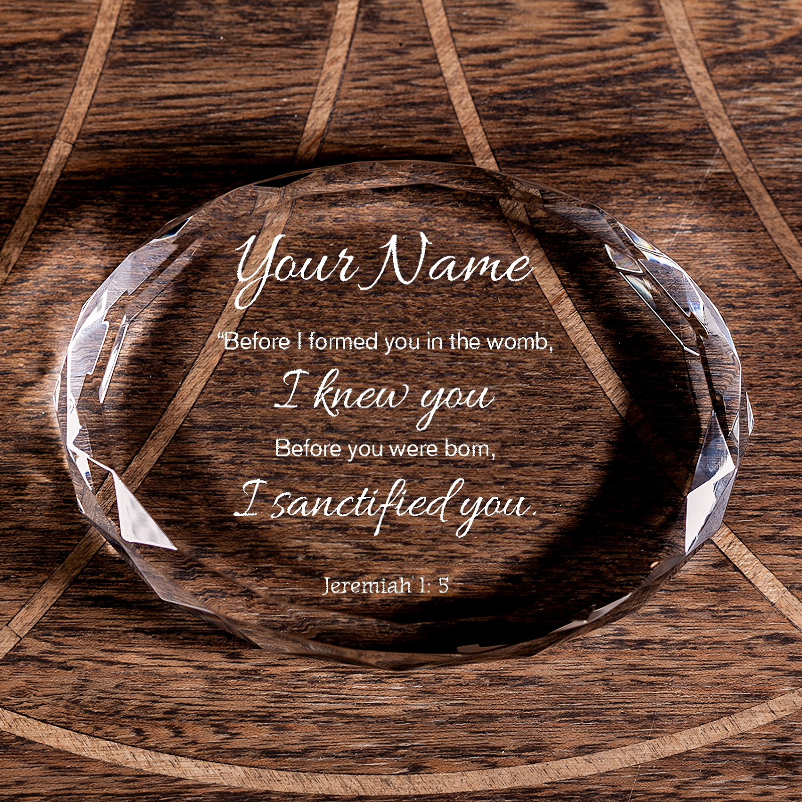 Jeremiah 1:5 I Sanctified You Faceted Oval Crystal Paperweight Personalized Christian Gift-Express Your Love Gifts