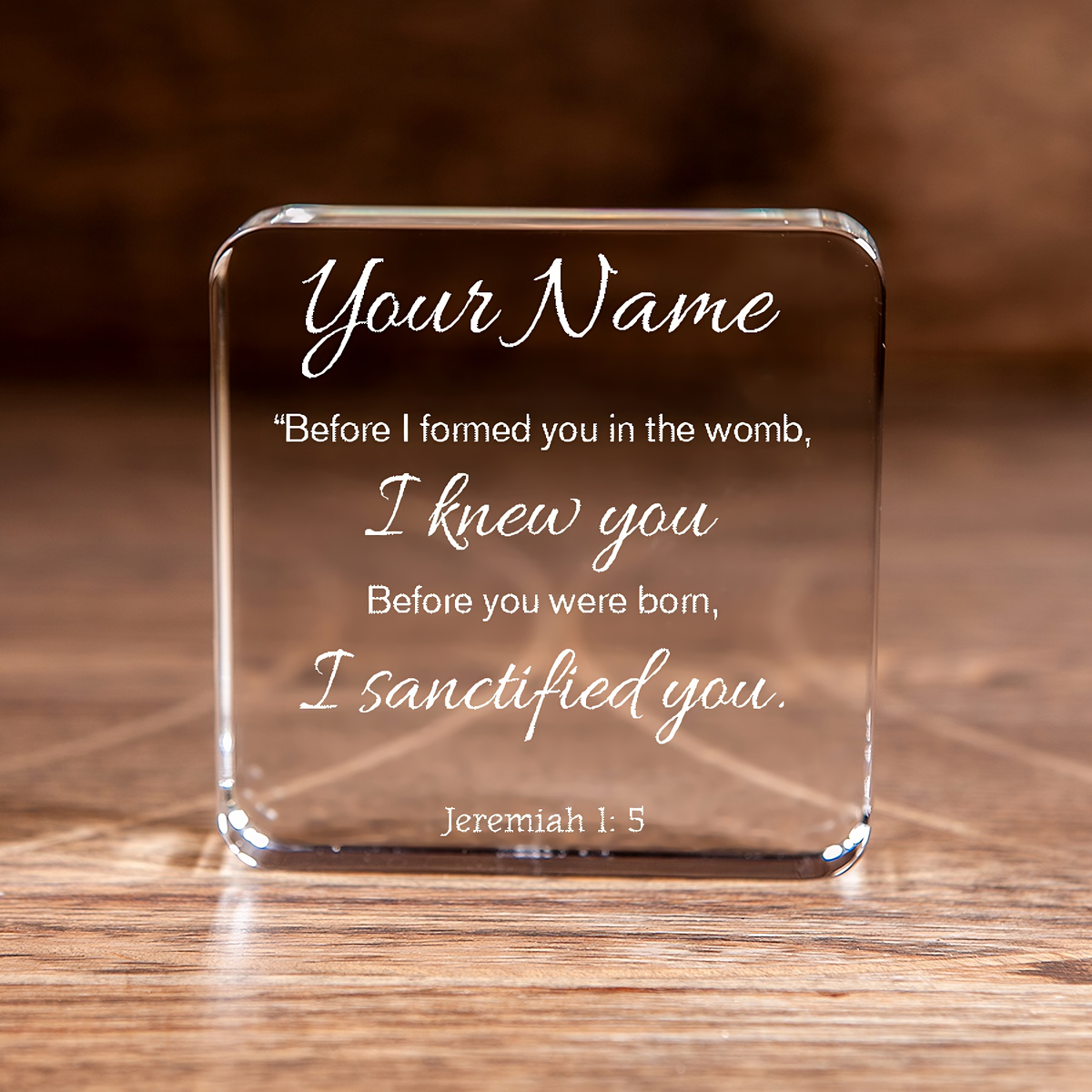 Jeremiah 1:5 I Sanctified You Large Square Crystal Paperweight Personalized Christian Gift-Express Your Love Gifts