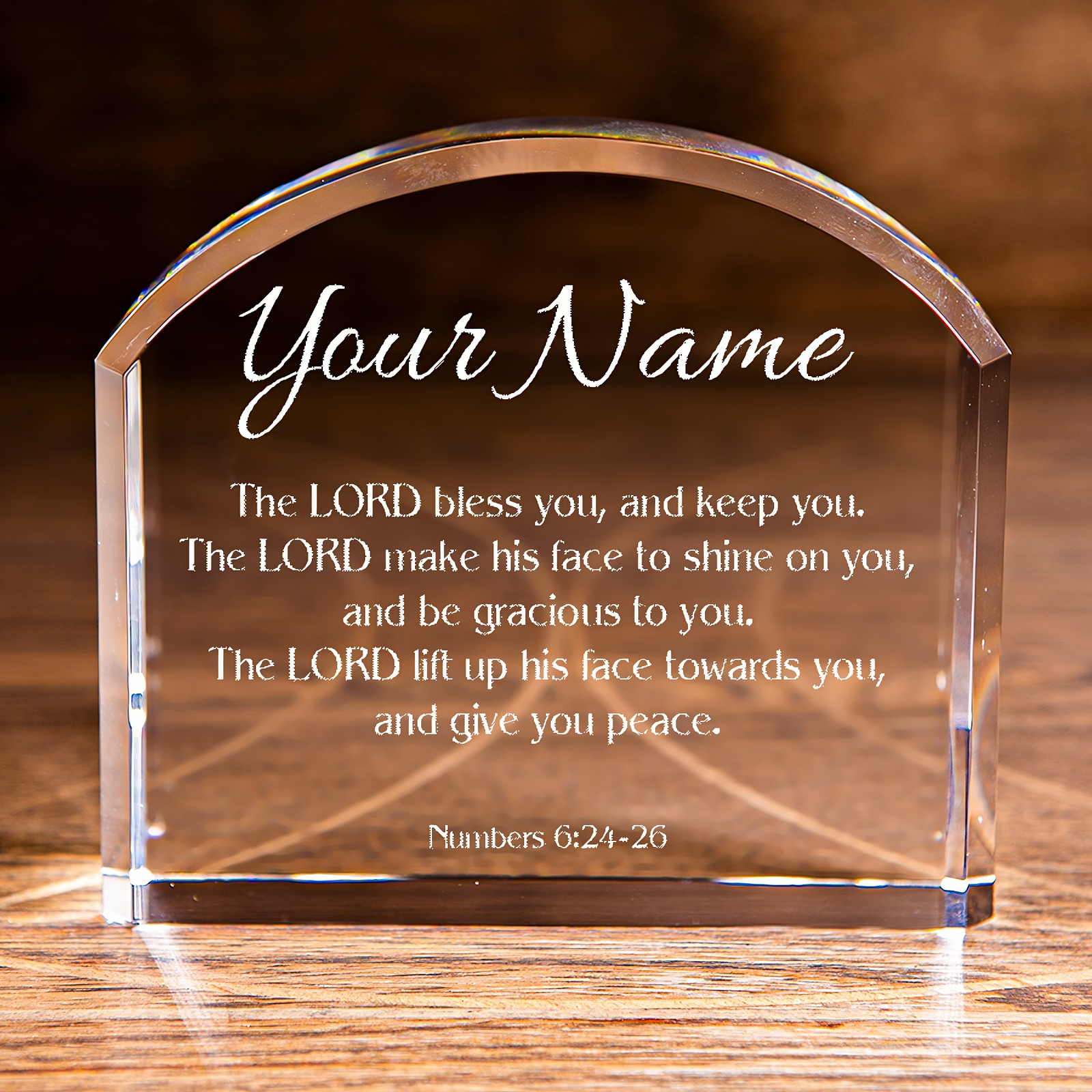 Numbers 6:24-26 Arch Top Crystal The Lord Bless You Personalized Christian Gift-Express Your Love Gifts