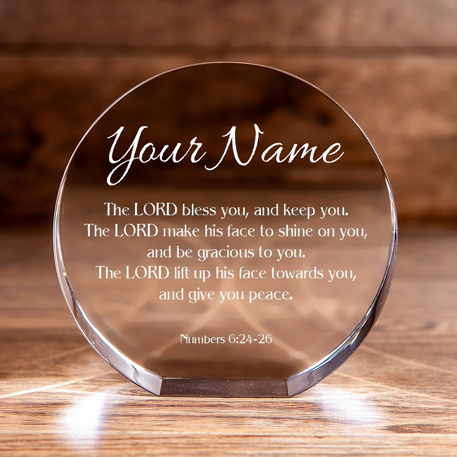 Numbers 6:24-26 Circle Cut Crystal The Lord Bless You Personalized Christian Gift-Express Your Love Gifts