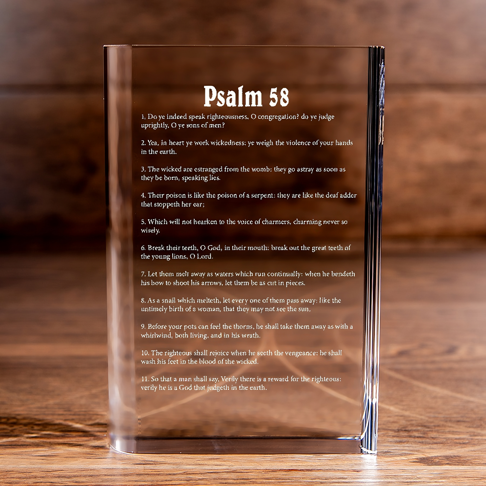 Psalm 58 Laser Engraved Crystal Book - Elegant Religious Gift for Devoted Believers Christian Gift-Express Your Love Gifts