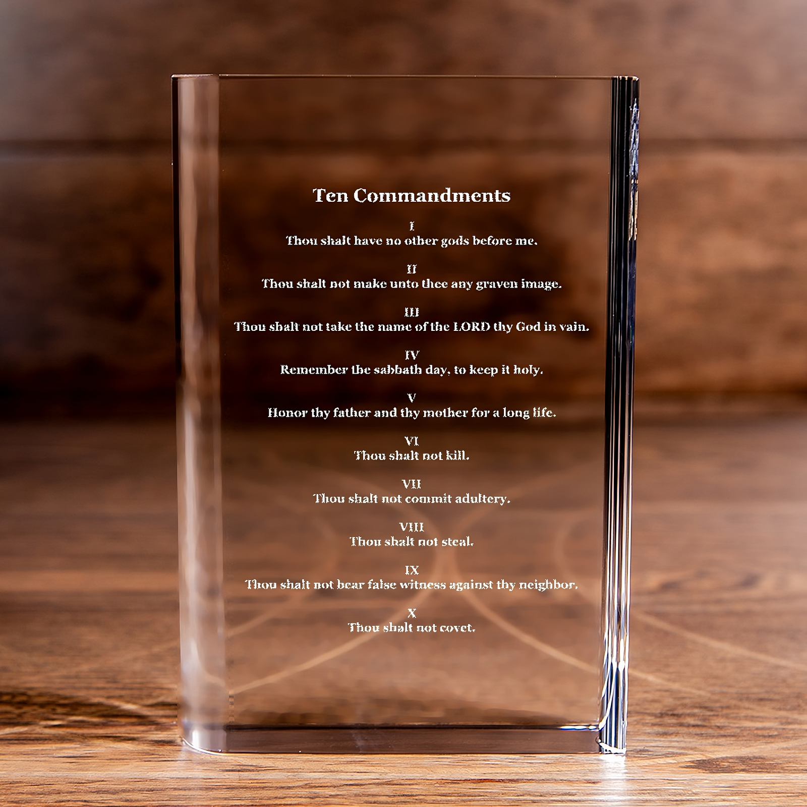 Ten Commandments Laser Engraved Crystal Book Elegant Religious Gift for Devoted Believers Christian Gift-Express Your Love Gifts