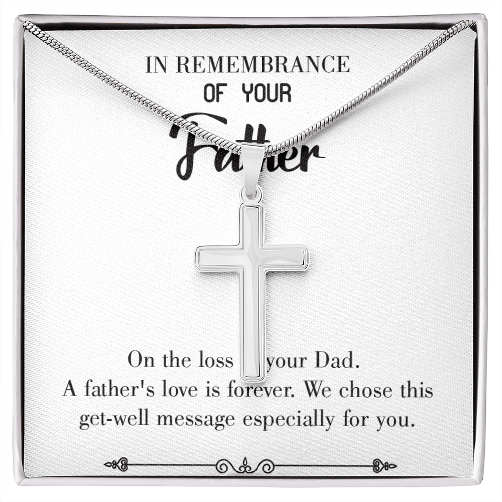 A Father&#39;s Love Dad Memorial Gift Dad Memorial Cross Necklace Sympathy Gift Loss of Father Condolence Message Card-Express Your Love Gifts