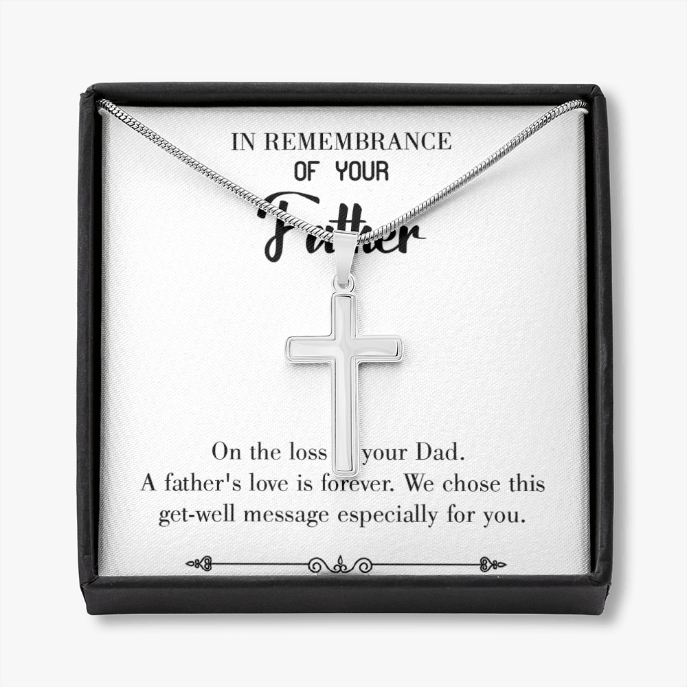 A Father's Love Dad Memorial Gift Dad Memorial Cross Necklace Sympathy Gift Loss of Father Condolence Message Card-Express Your Love Gifts