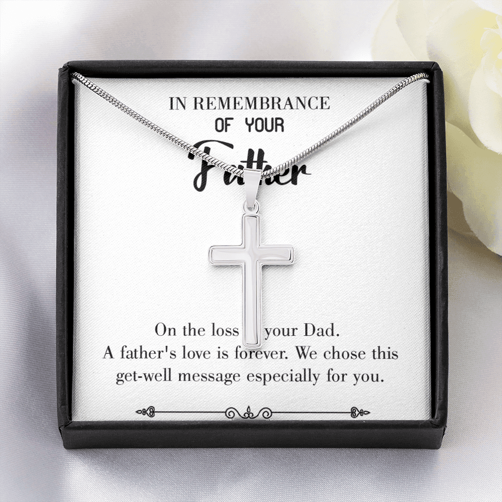 A Father's Love Dad Memorial Gift Dad Memorial Cross Necklace Sympathy Gift Loss of Father Condolence Message Card-Express Your Love Gifts