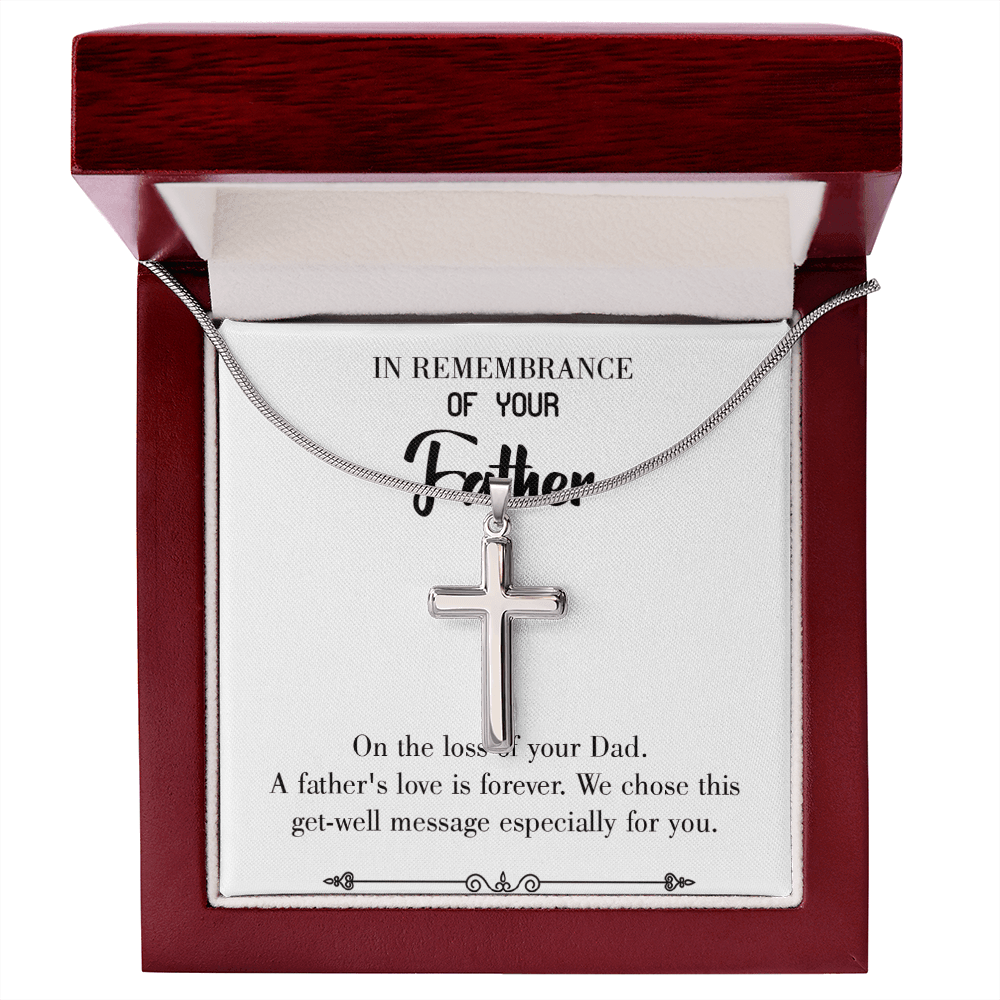 A Father's Love Dad Memorial Gift Dad Memorial Cross Necklace Sympathy Gift Loss of Father Condolence Message Card-Express Your Love Gifts