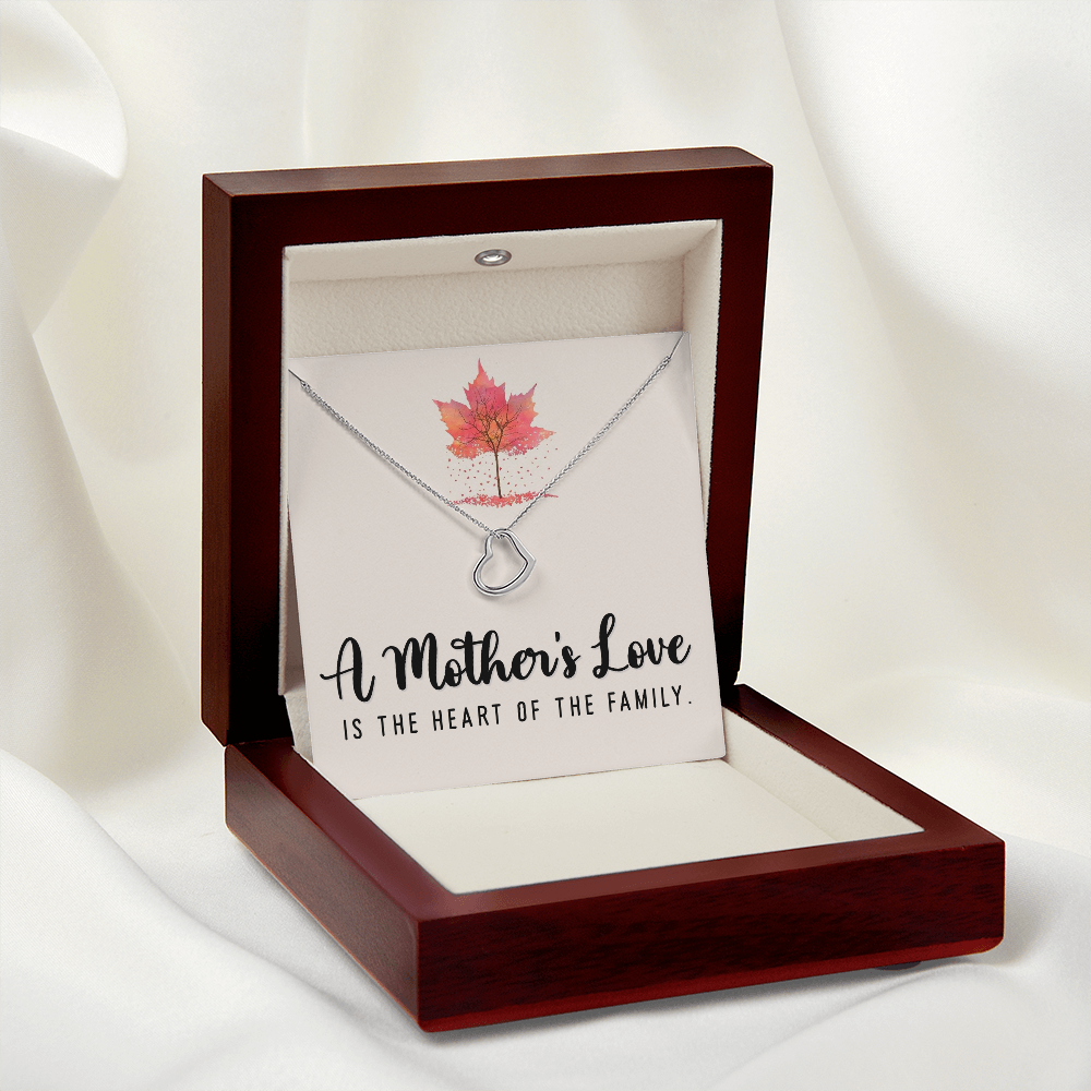 A Mother's Love is The Heart of the Family Delicate Heart Necklace-Express Your Love Gifts