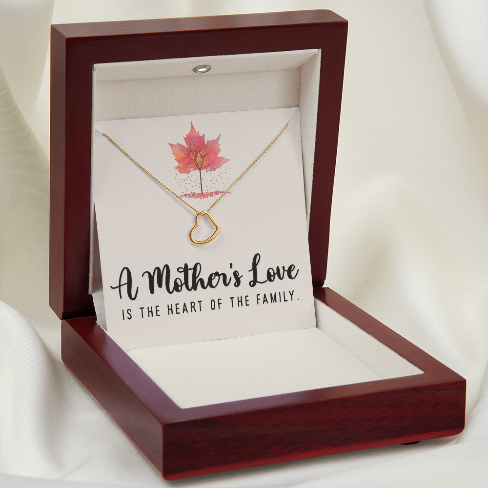 A Mother's Love is The Heart of the Family Delicate Heart Necklace-Express Your Love Gifts