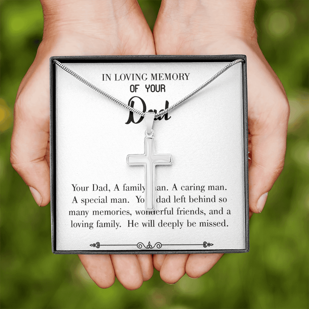 A Special Family Man Dad Memorial Gift Dad Memorial Cross Necklace Sympathy Gift Loss of Father Condolence Message Card-Express Your Love Gifts