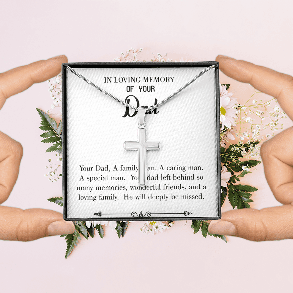 A Special Family Man Dad Memorial Gift Dad Memorial Cross Necklace Sympathy Gift Loss of Father Condolence Message Card-Express Your Love Gifts