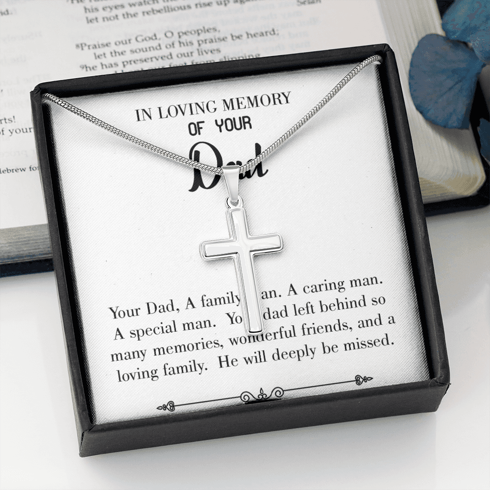 A Special Family Man Dad Memorial Gift Dad Memorial Cross Necklace Sympathy Gift Loss of Father Condolence Message Card-Express Your Love Gifts