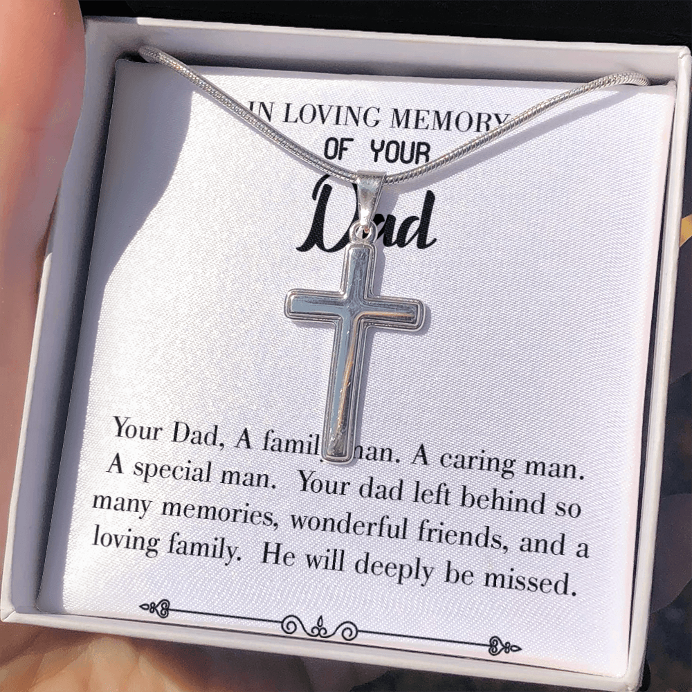 A Special Family Man Dad Memorial Gift Dad Memorial Cross Necklace Sympathy Gift Loss of Father Condolence Message Card-Express Your Love Gifts