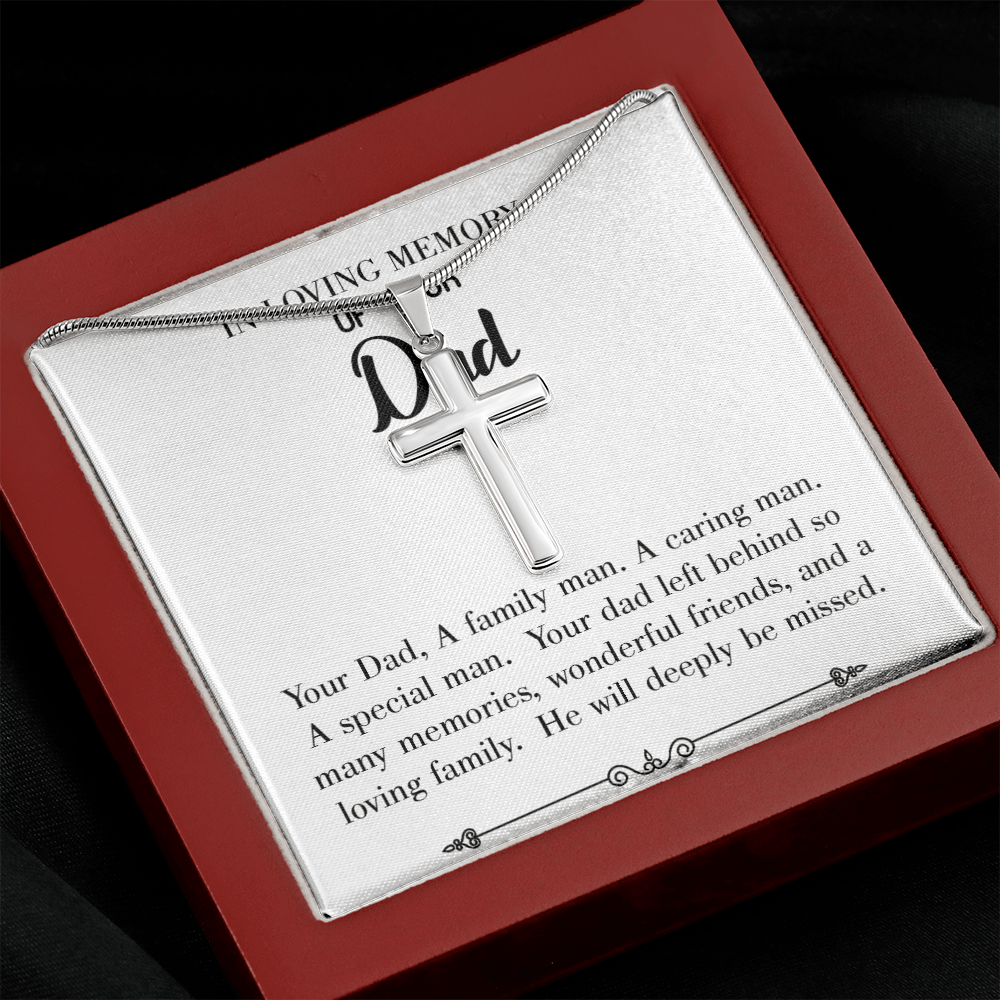 A Special Family Man Dad Memorial Gift Dad Memorial Cross Necklace Sympathy Gift Loss of Father Condolence Message Card-Express Your Love Gifts