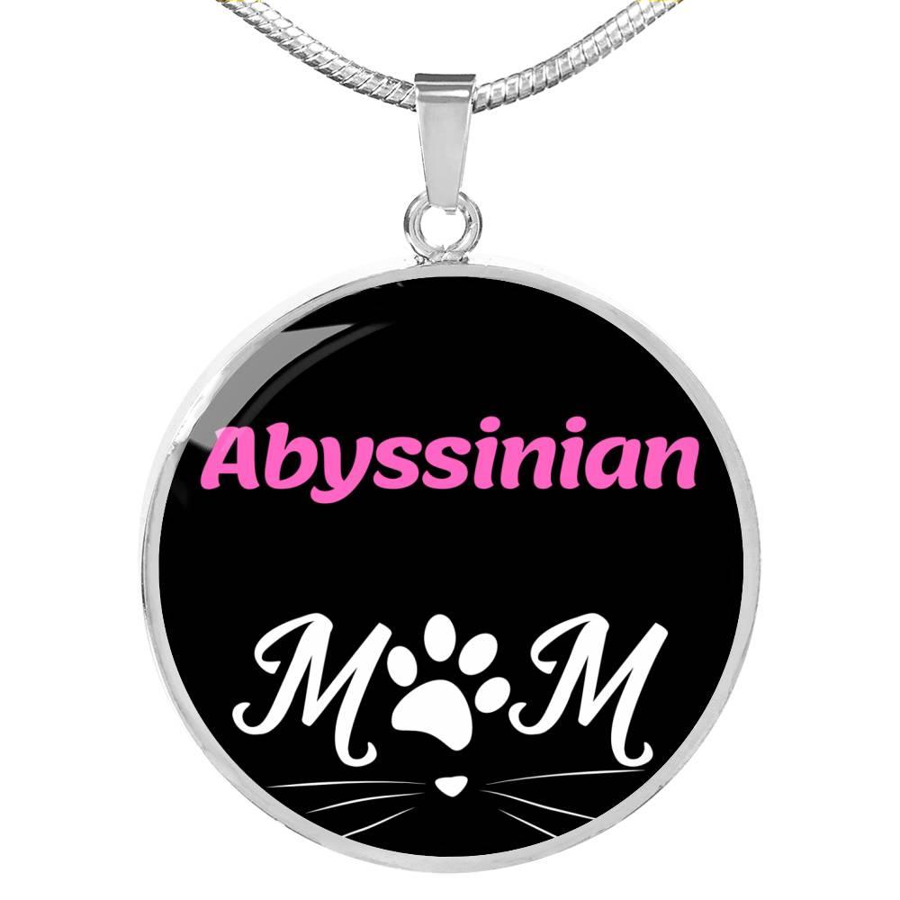 Abyssinian Cat Mom Necklace Circle Pendant Stainless Steel or 18k Gold 18-22"-Express Your Love Gifts