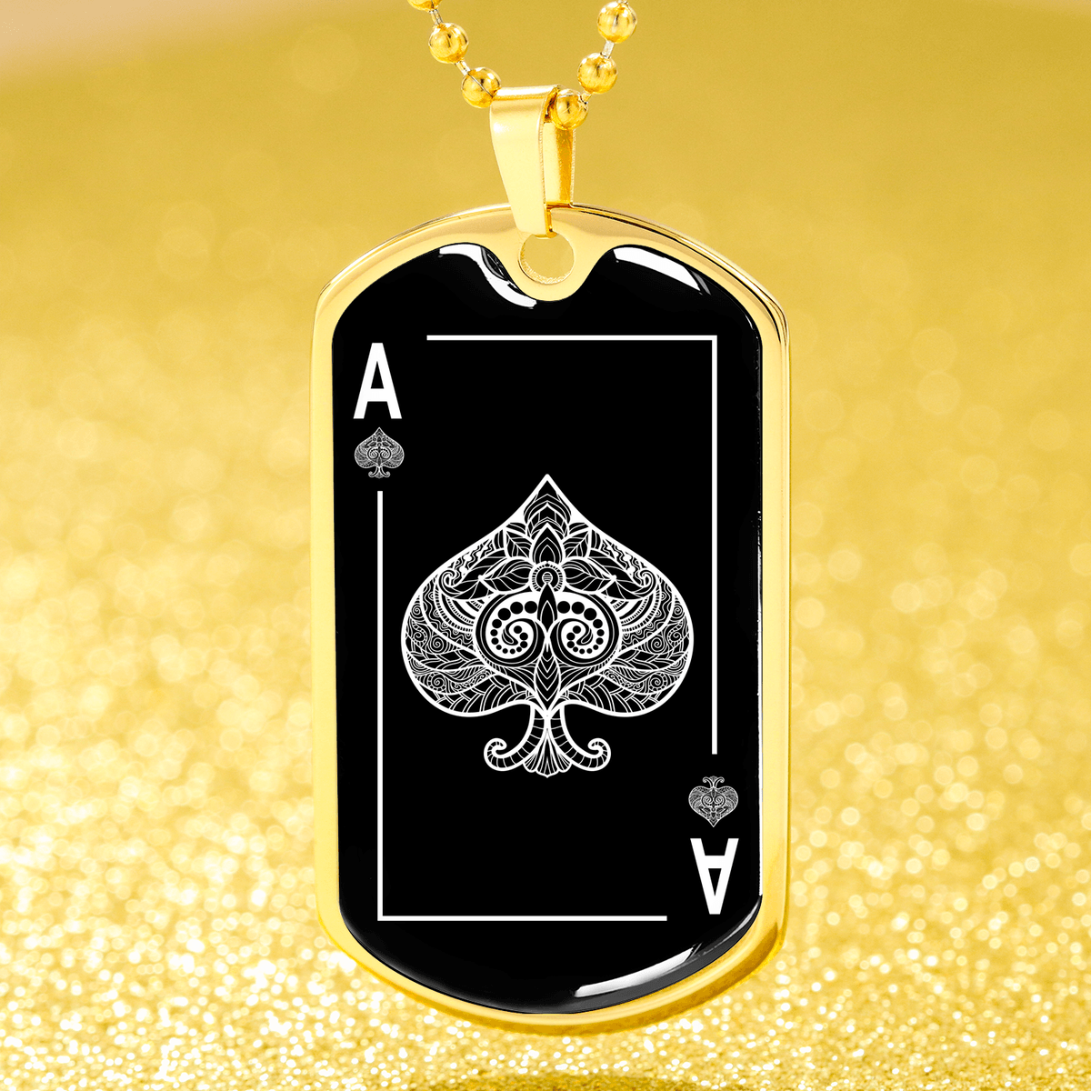 Ace Of Spades Dog Tag Stainless Steel or 18k Gold 24" Chain-Express Your Love Gifts