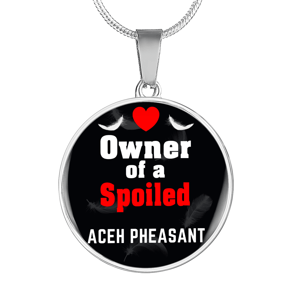 Aceh Pheasant Bird Owner Necklace Circle Pendant Stainless Steel or 18k Gold 18-22"-Express Your Love Gifts