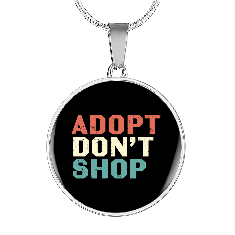 Adopt Don't Shop Cat Circle Necklace Stainless Steel or 18k Gold 18-22"-Express Your Love Gifts