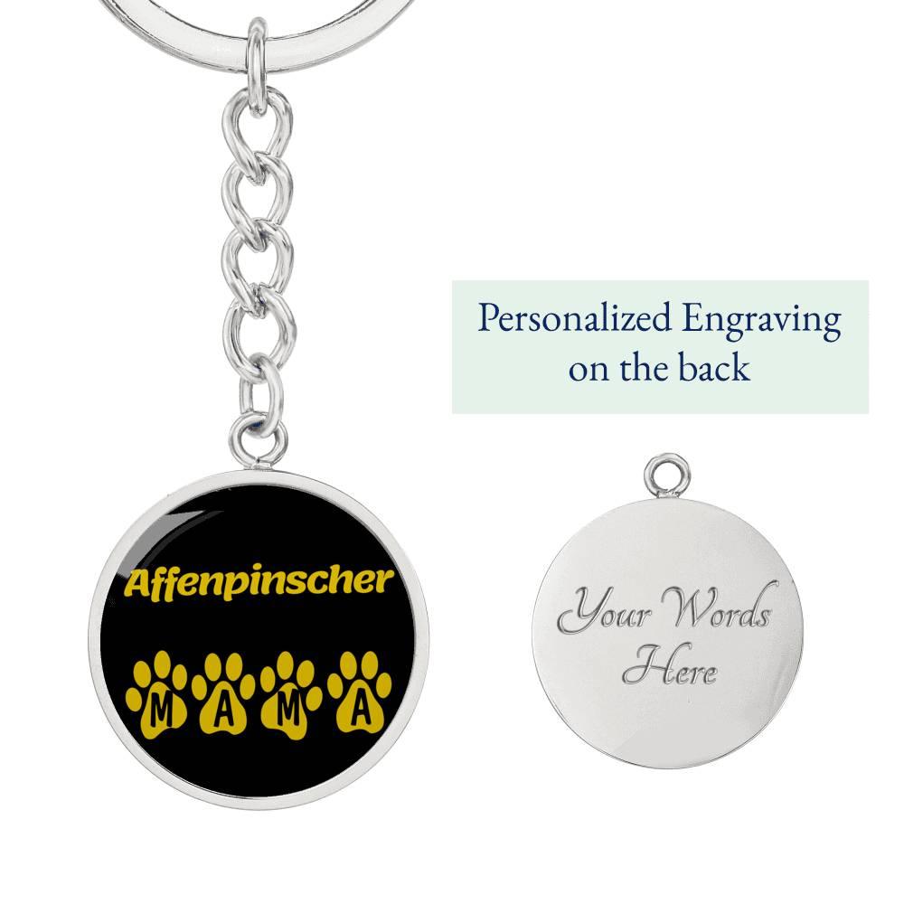 Affenpinscher Mama Circle Keychain Stainless Steel or 18k Gold Dog Mom Pendant-Express Your Love Gifts