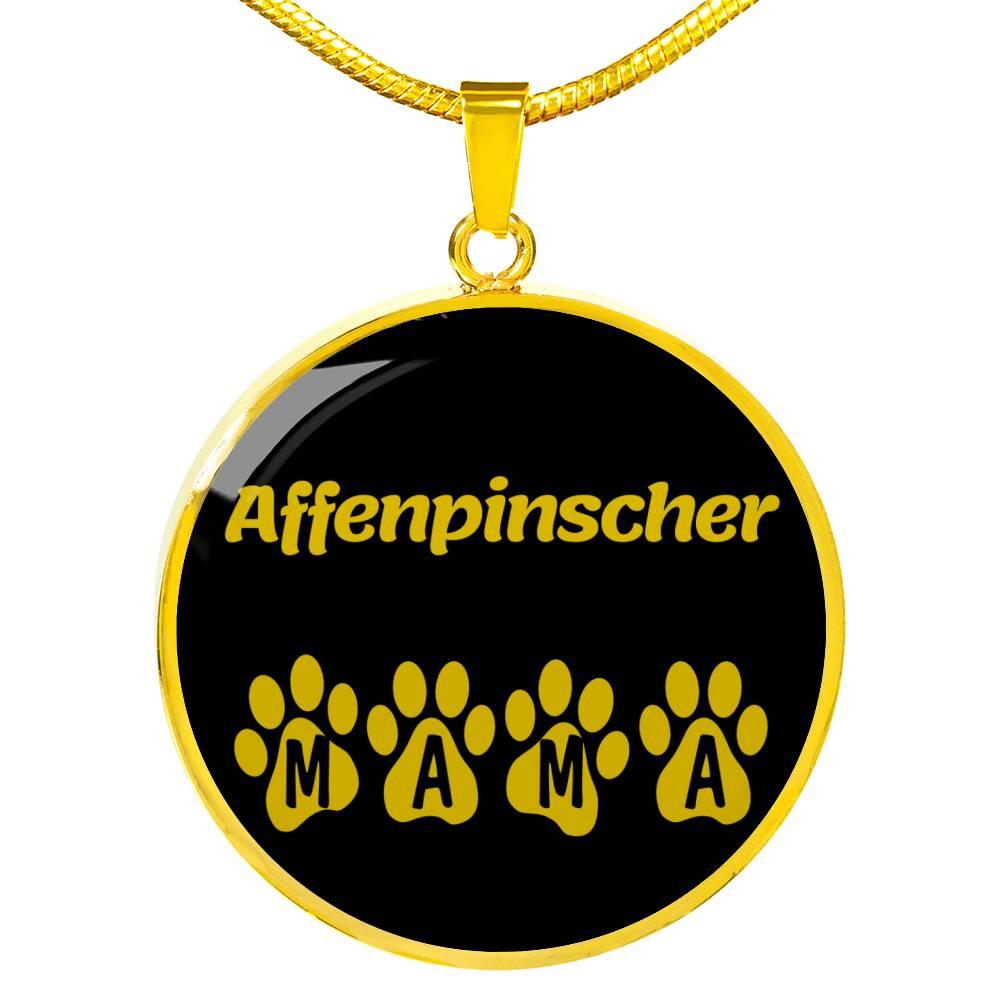 Affenpinscher Mama Circle Necklace Stainless Steel or 18k Gold 18-22" Dog Owner Lover-Express Your Love Gifts