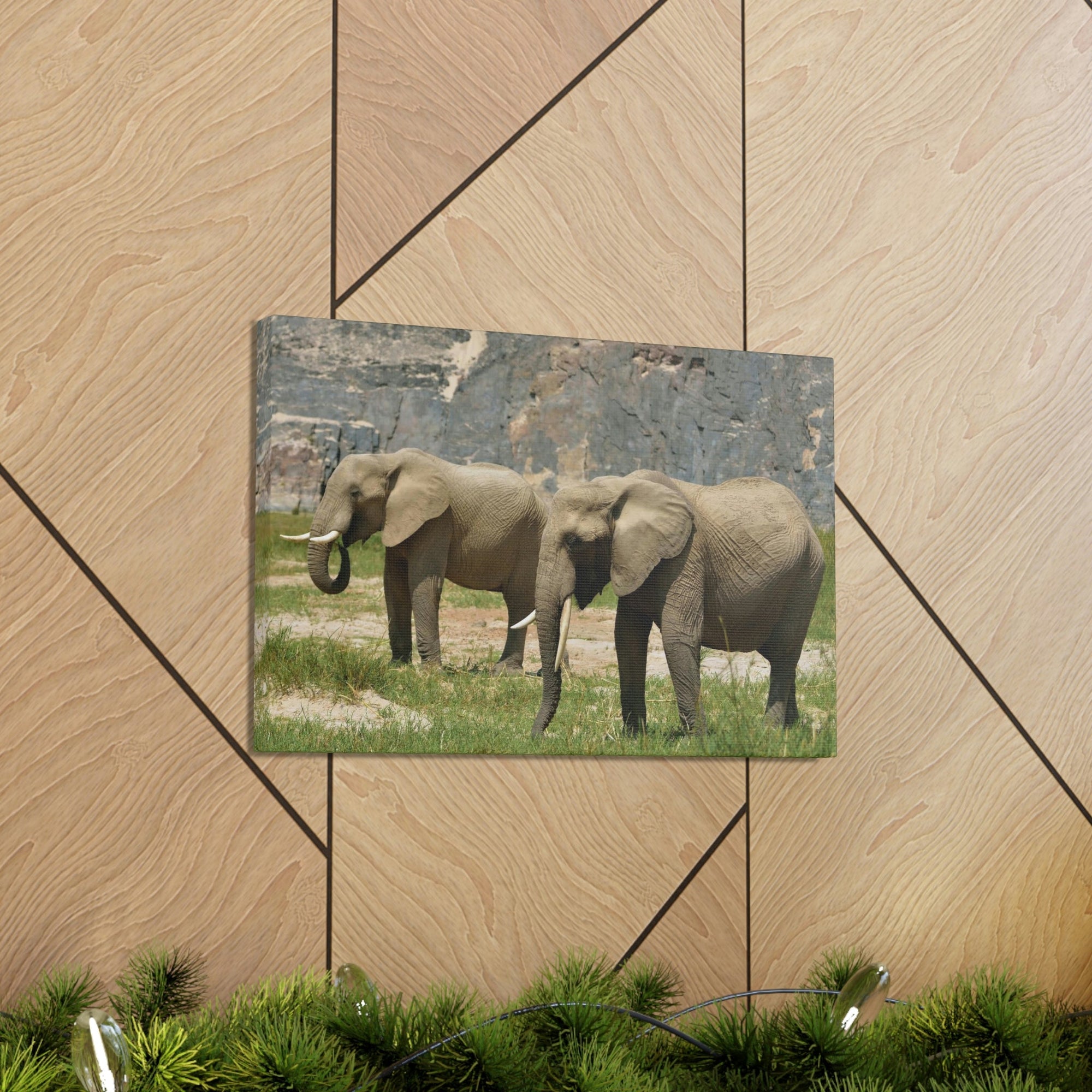 Scripture Walls African Elephant Couple African Elephant Troop Print Animal Wall Art Wildlife Canvas Prints Wall Art Ready to Hang Unframed-Express Your Love Gifts