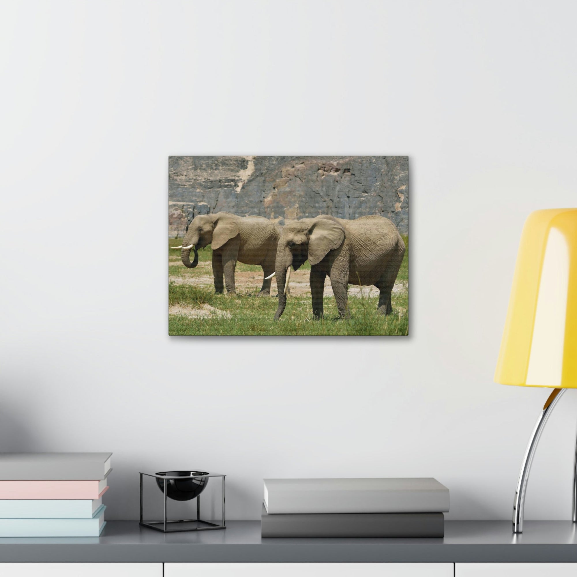 Scripture Walls African Elephant Couple African Elephant Troop Print Animal Wall Art Wildlife Canvas Prints Wall Art Ready to Hang Unframed-Express Your Love Gifts