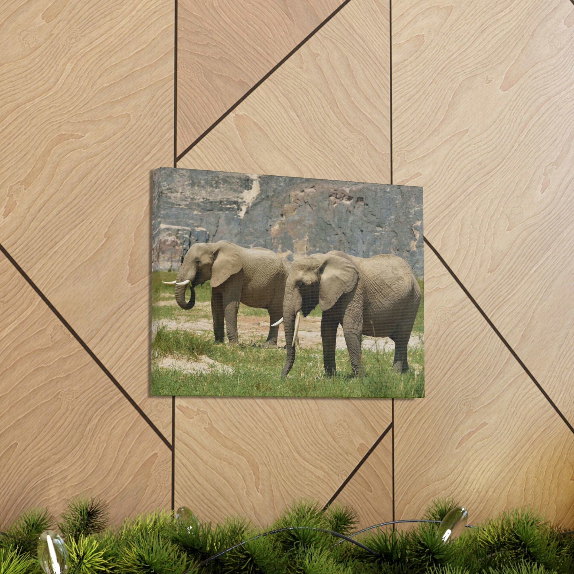 Scripture Walls African Elephant Couple African Elephant Troop Print Animal Wall Art Wildlife Canvas Prints Wall Art Ready to Hang Unframed-Express Your Love Gifts