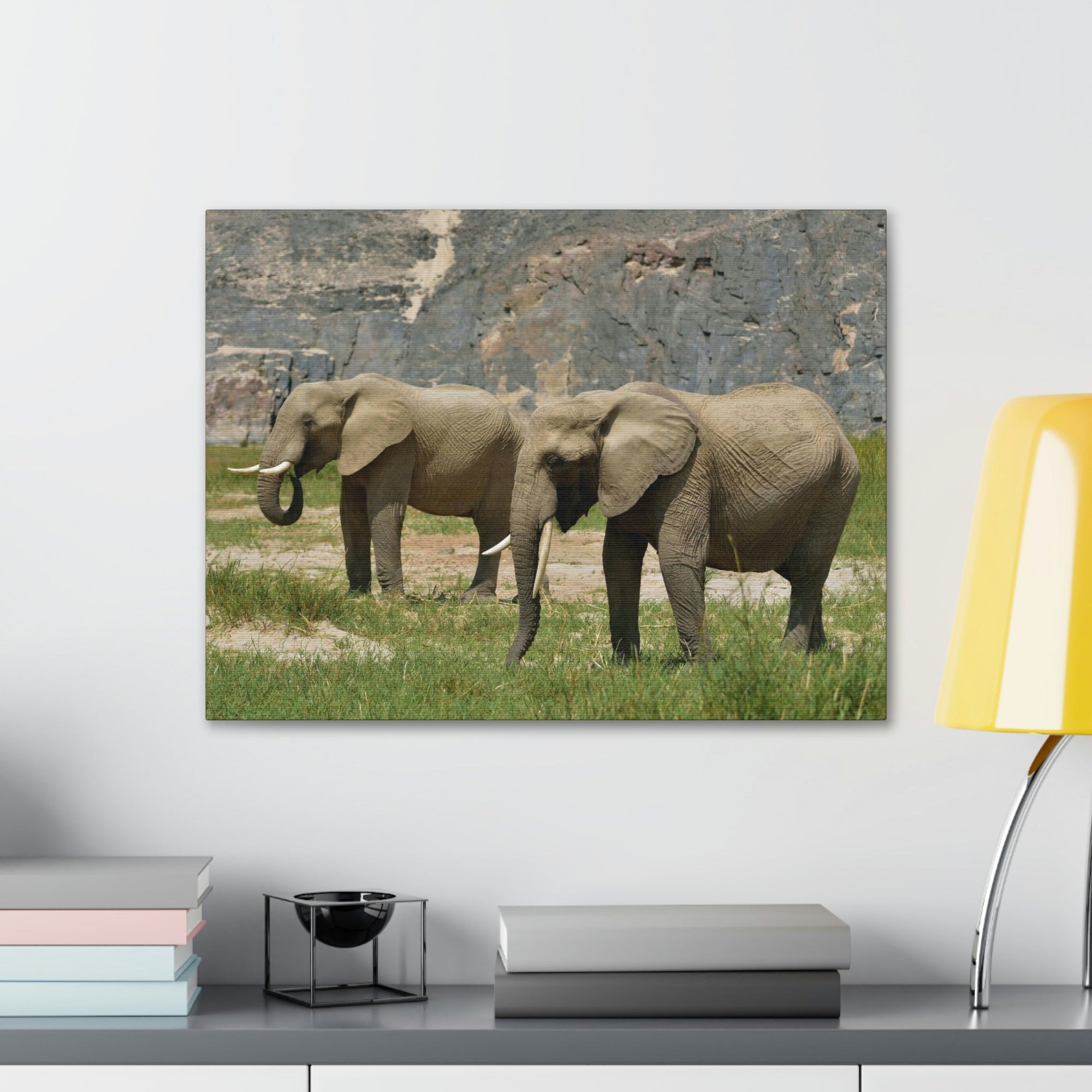 Scripture Walls African Elephant Couple African Elephant Troop Print Animal Wall Art Wildlife Canvas Prints Wall Art Ready to Hang Unframed-Express Your Love Gifts