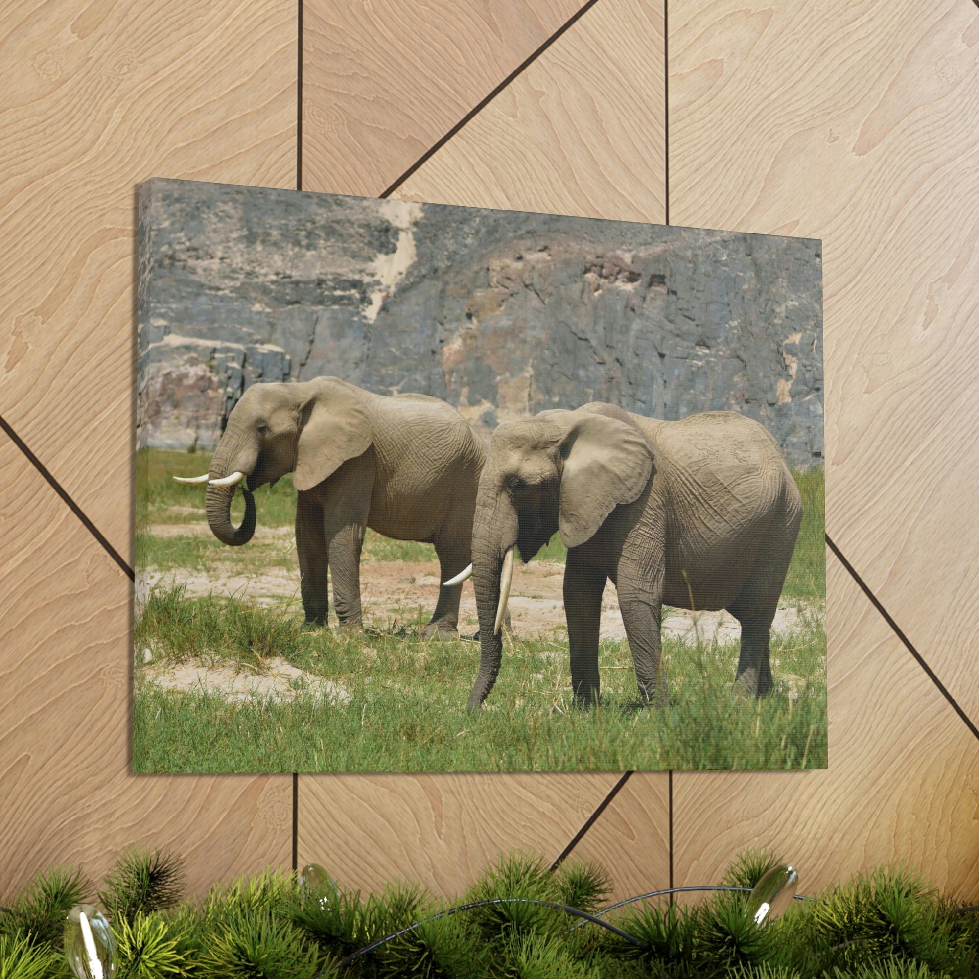 Scripture Walls African Elephant Couple African Elephant Troop Print Animal Wall Art Wildlife Canvas Prints Wall Art Ready to Hang Unframed-Express Your Love Gifts