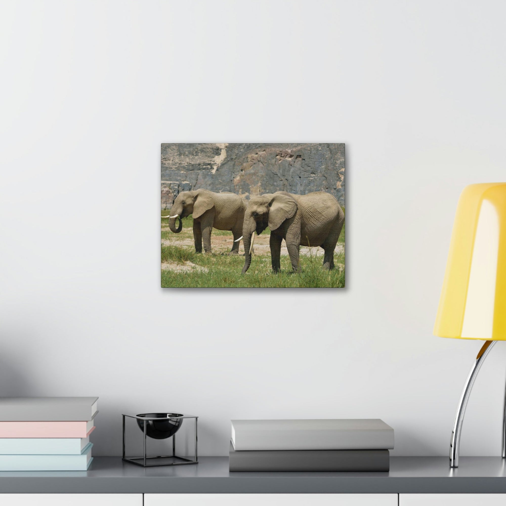 Scripture Walls African Elephant Couple African Elephant Troop Print Animal Wall Art Wildlife Canvas Prints Wall Art Ready to Hang Unframed-Express Your Love Gifts