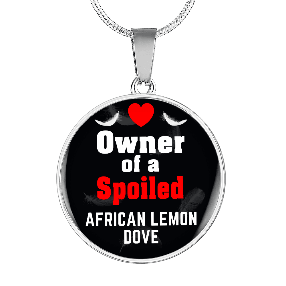 African Lemon Dove Bird Owner Necklace Circle Pendant Stainless Steel or 18k Gold 18-22"-Express Your Love Gifts