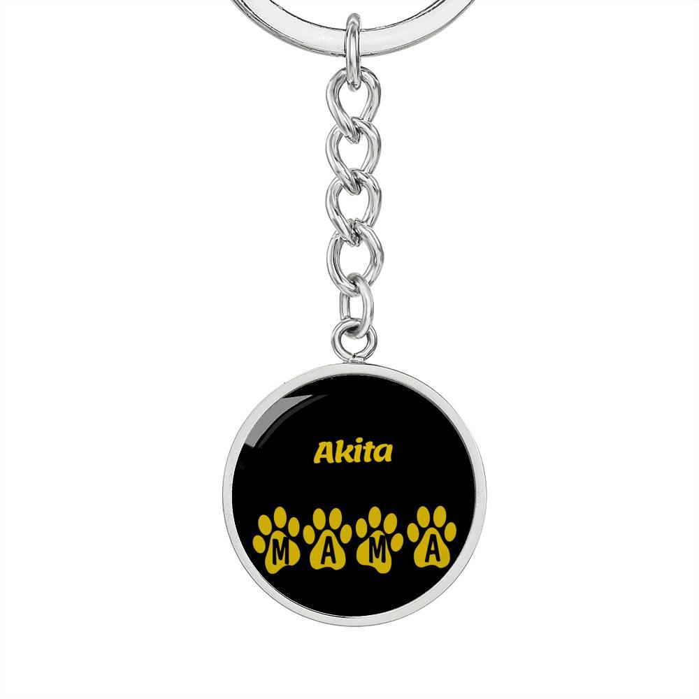 Akita Mama Circle Keychain Stainless Steel or 18k Gold Dog Mom Pendant-Express Your Love Gifts