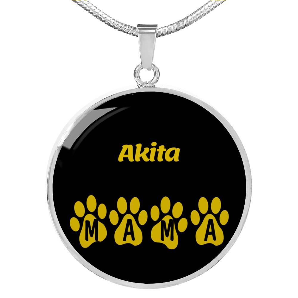 Akita Mama Circle Necklace Stainless Steel or 18k Gold 18-22" Dog Owner Lover-Express Your Love Gifts