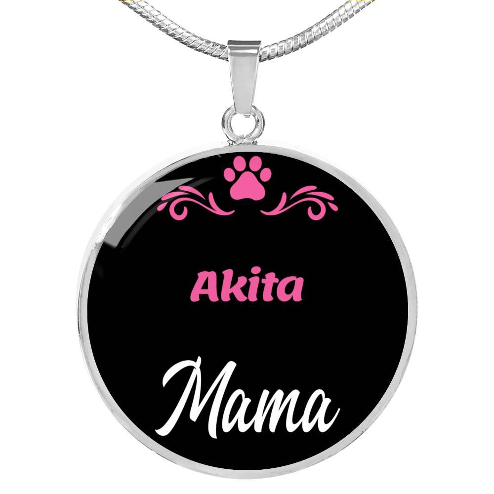 Akita Mama Necklace Circle Pendant Stainless Steel or 18k Gold 18-22" Dog Mom Pendant-Express Your Love Gifts