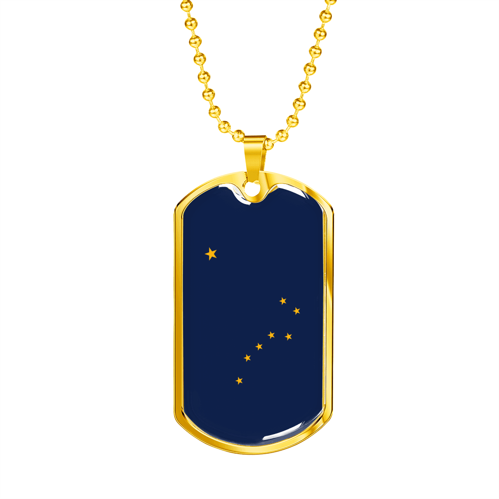 Alaska State Flag Necklace Alaska State Stainless Steel or 18k Gold Dog Tag 24" Chain-Express Your Love Gifts