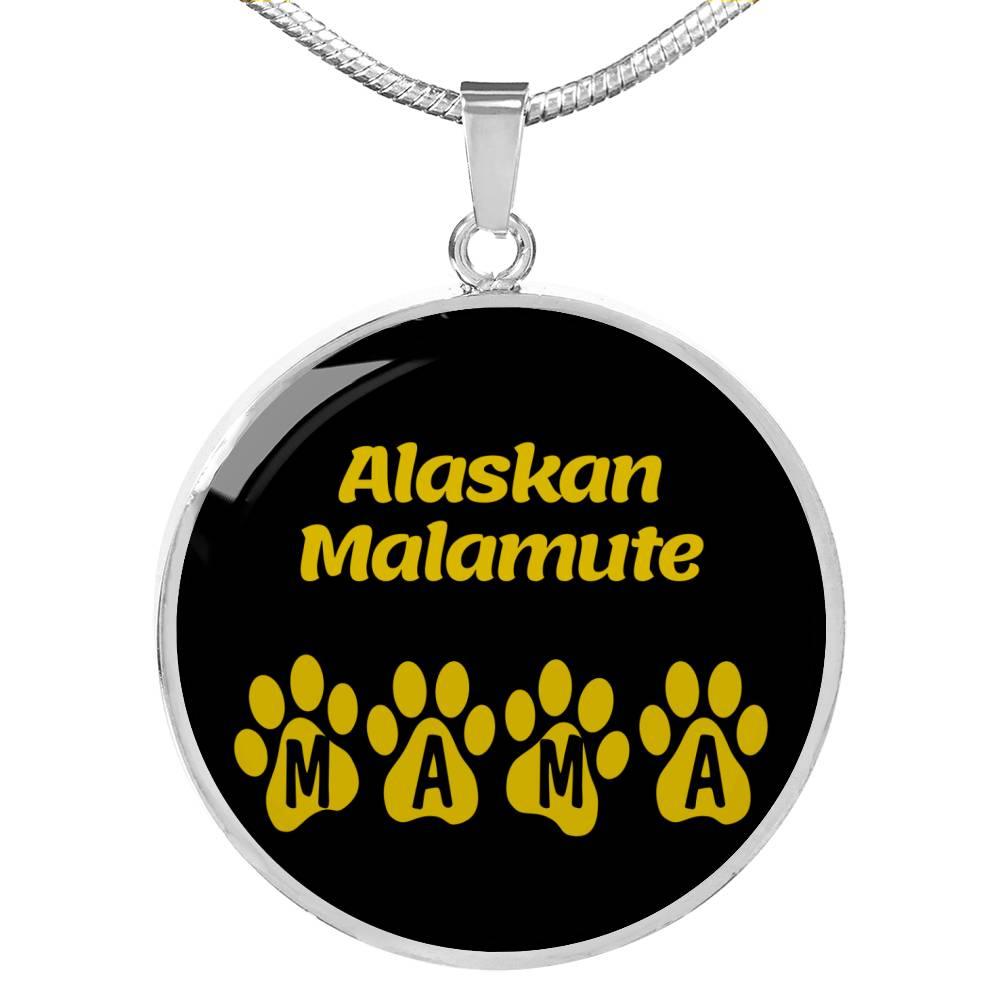 Alaskan Malamute Mama Circle Necklace Stainless Steel or 18k Gold 18-22" Dog Owner Lover-Express Your Love Gifts