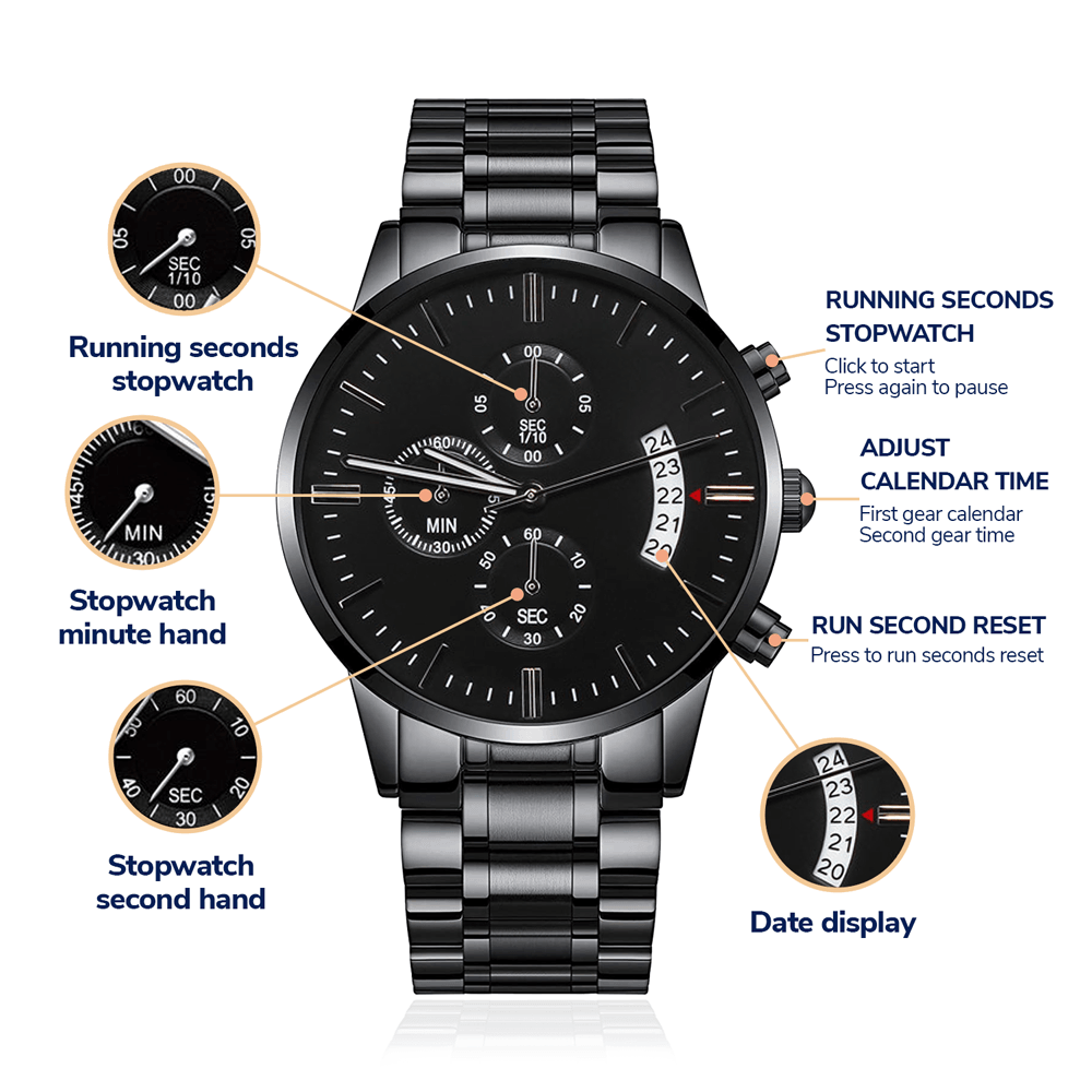 All Dad's Sacrifices Engraved Multifunction Analog Stainless Steel Chronograph Men's Watch W Copper Dial-Express Your Love Gifts