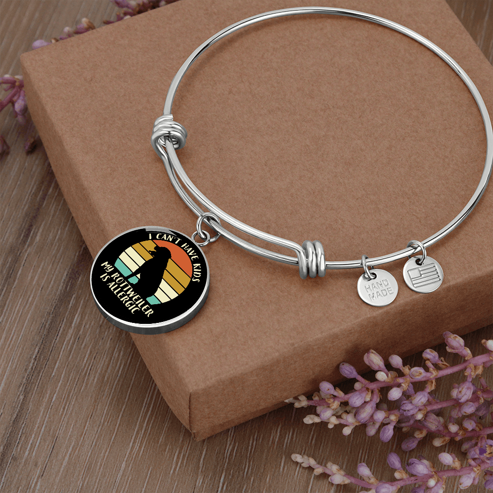 Allergic Rotweiler Bracelet Stainless Steel or 18k Gold Circle Bangle-Express Your Love Gifts