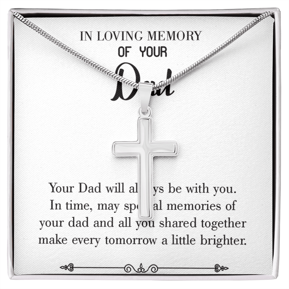 Always Be With You Dad Memorial Gift Dad Memorial Cross Necklace Sympathy Gift Loss of Father Condolence Message Card-Express Your Love Gifts