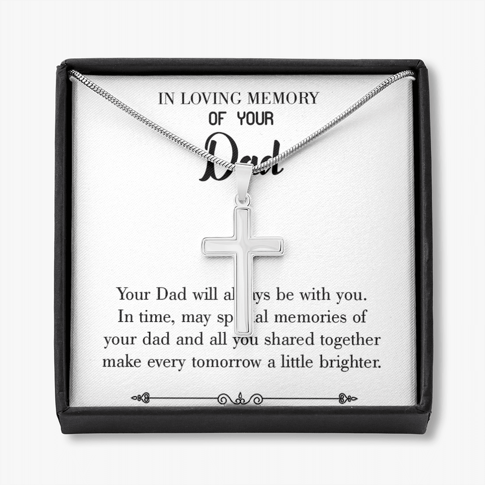 Always Be With You Dad Memorial Gift Dad Memorial Cross Necklace Sympathy Gift Loss of Father Condolence Message Card-Express Your Love Gifts