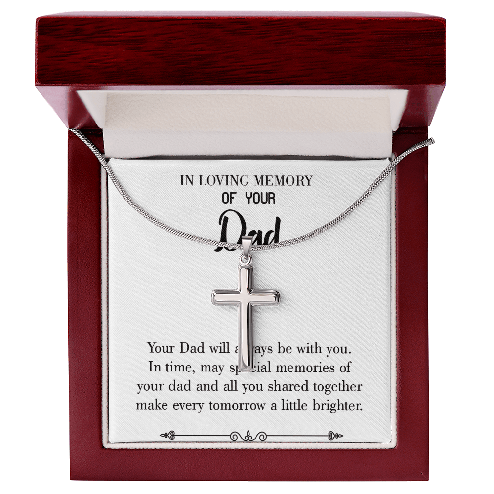 Always Be With You Dad Memorial Gift Dad Memorial Cross Necklace Sympathy Gift Loss of Father Condolence Message Card-Express Your Love Gifts