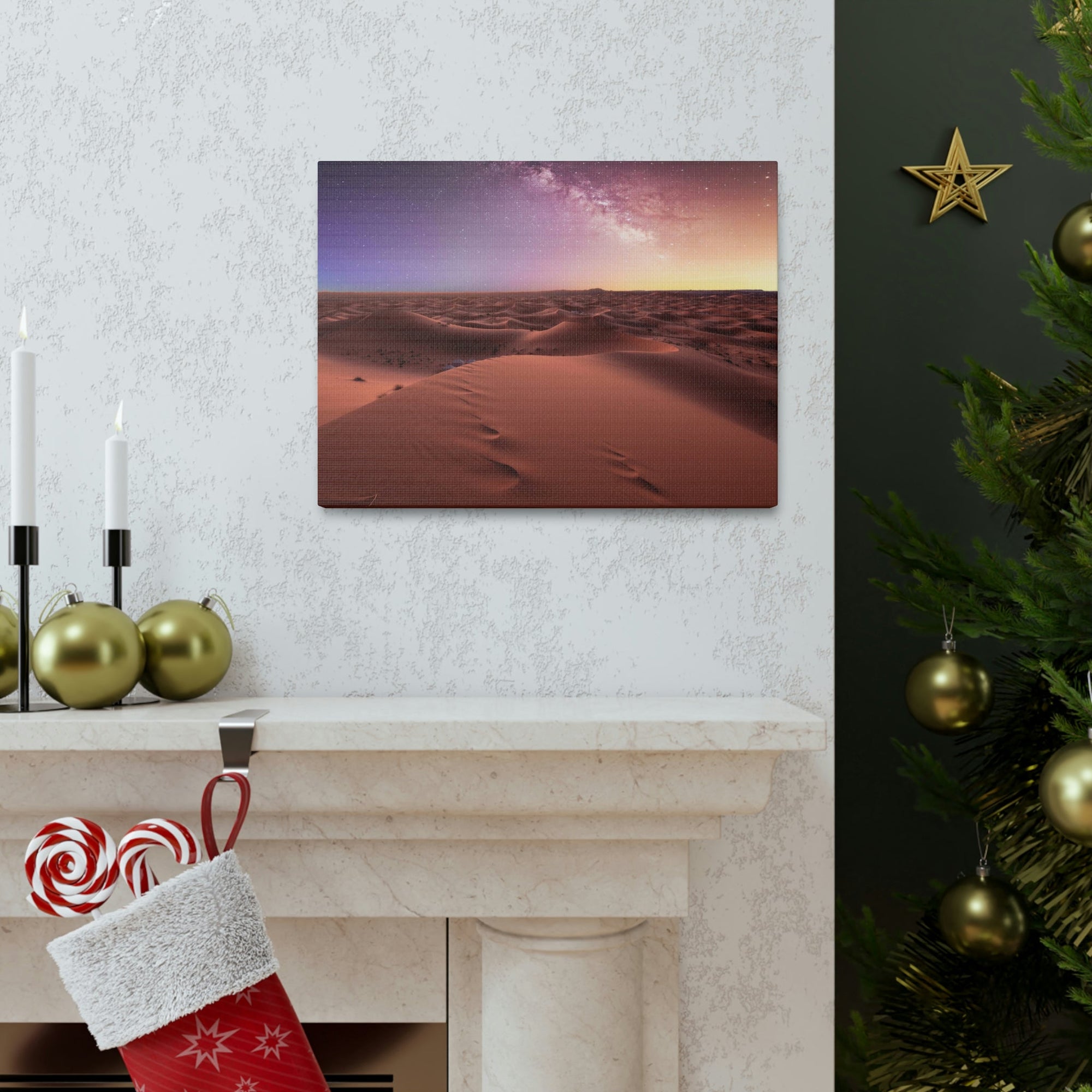 Amazing Milky Way Over the Dunes Scene Beautiful Shocking and Surprising Starry Sky Beauty Nature Scene Starry Sky at the Desert Wall Art Ready to Hang Unframed-Express Your Love Gifts