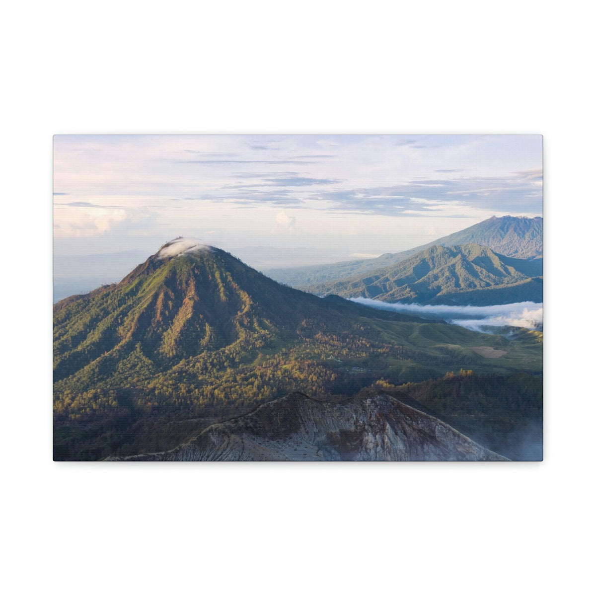 Amazing Mountain Range Surrounded by the Clouds Scene Beautiful Spectacular and Extraordinary Beauty Nature Scene Mountains and Volcano During Sunrise Wall Art Ready to Hang Unframed-Express Your Love Gifts