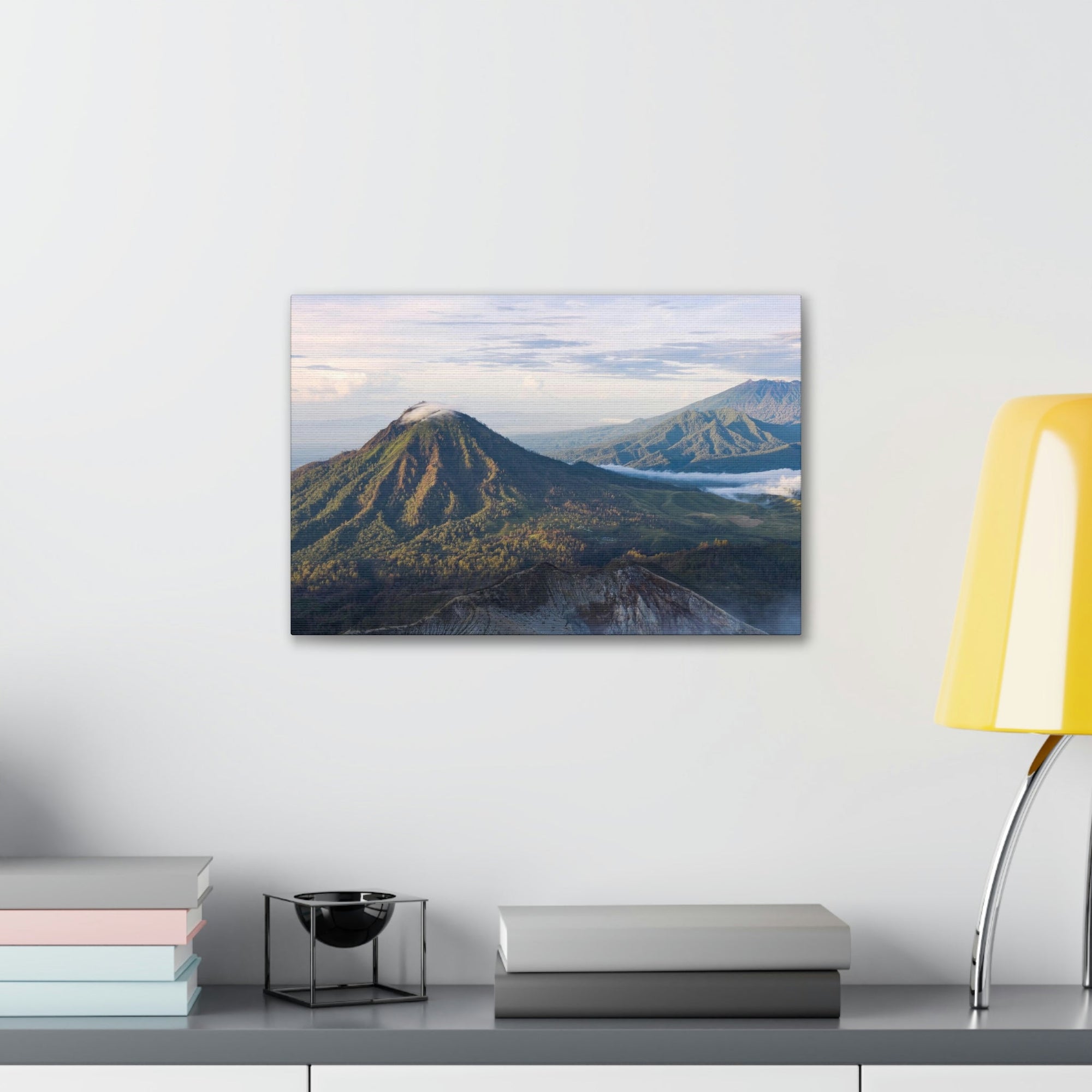 Amazing Mountain Range Surrounded by the Clouds Scene Beautiful Spectacular and Extraordinary Beauty Nature Scene Mountains and Volcano During Sunrise Wall Art Ready to Hang Unframed-Express Your Love Gifts