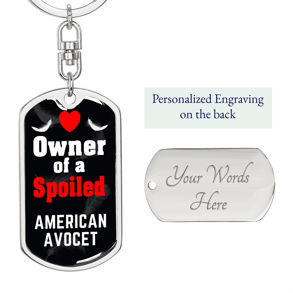 American Avocet Bird Keychain Stainless Steel or 18k Gold Dog Tag Keyring-Express Your Love Gifts