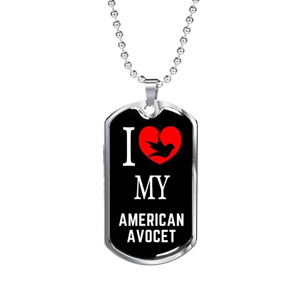 American Avocet Necklace Stainless Steel or 18k Gold Dog Tag 24" Chain-Express Your Love Gifts